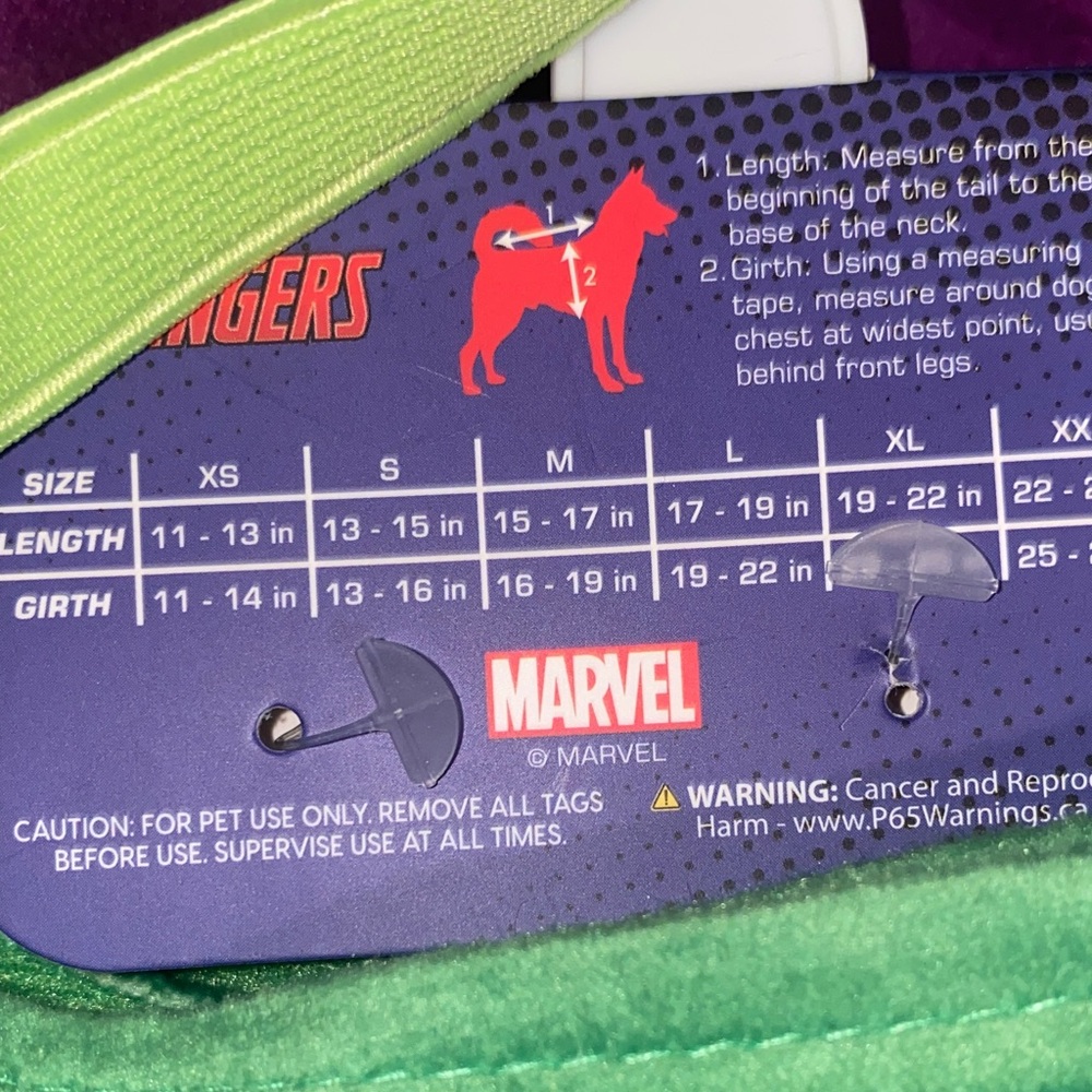Marvel Green and Black Superhero puppy Costume - Picture 6 of 7